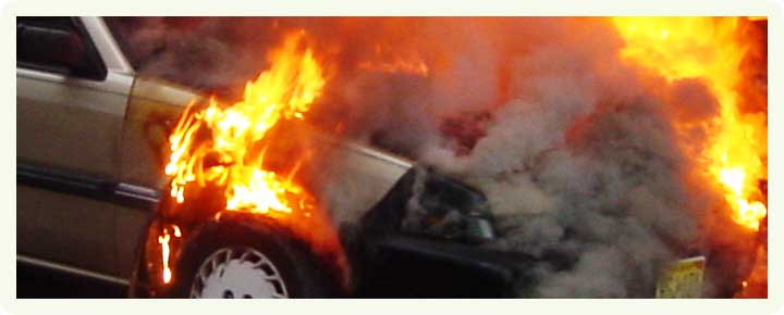 automobile fire сгорела машина